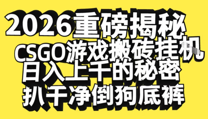 2026开年重磅解密,CSGO游戏搬砖挂G日入1k+的秘密,把倒狗的底裤扒干【揭秘】-汉兴项目网创资源网