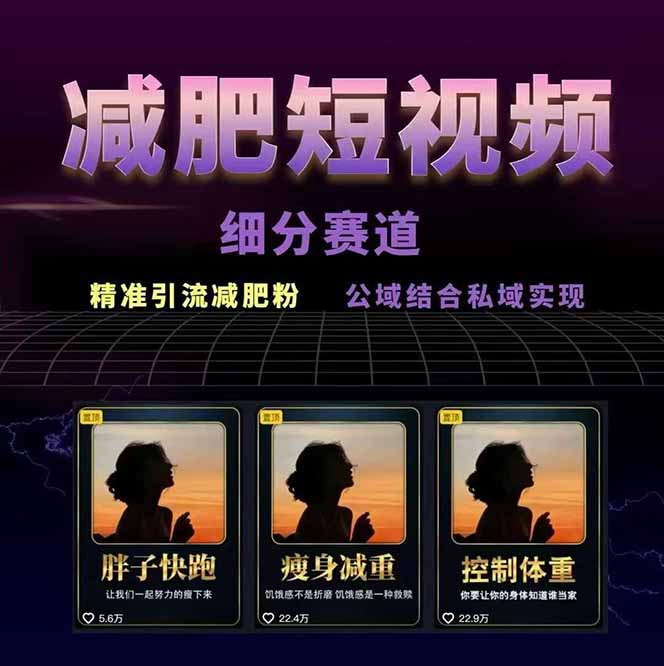 图片[1]-减肥短视频赛道运营课：素材准备-视频制作-引流变现全流程 (附素材-汉兴项目网创资源网