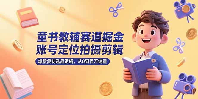 童书教辅赛道掘金，账号定位拍摄剪辑，爆款复制选品逻辑，从0到百万销量-汉兴项目网创资源网