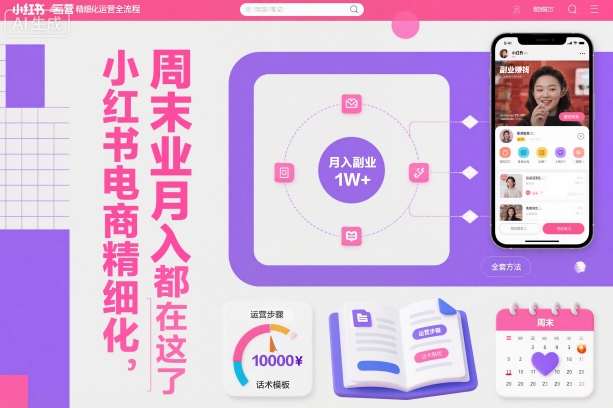 小红书电商精细化运营全流程，周末副业月入1W+，全套方法都在这了-汉兴项目网创资源网