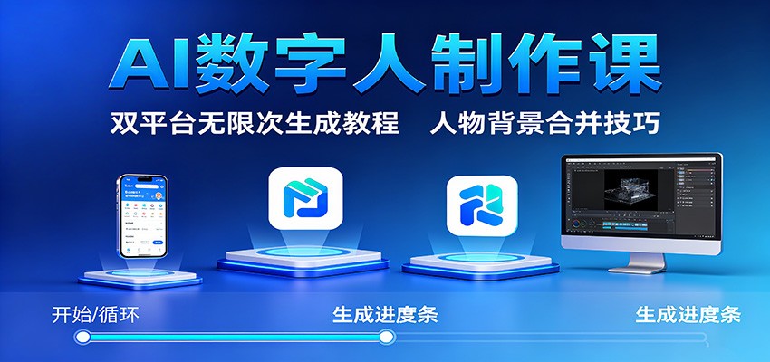 AI数字人制作课:双平台无限次生成教程,人物背景合并技巧-汉兴项目网创资源网