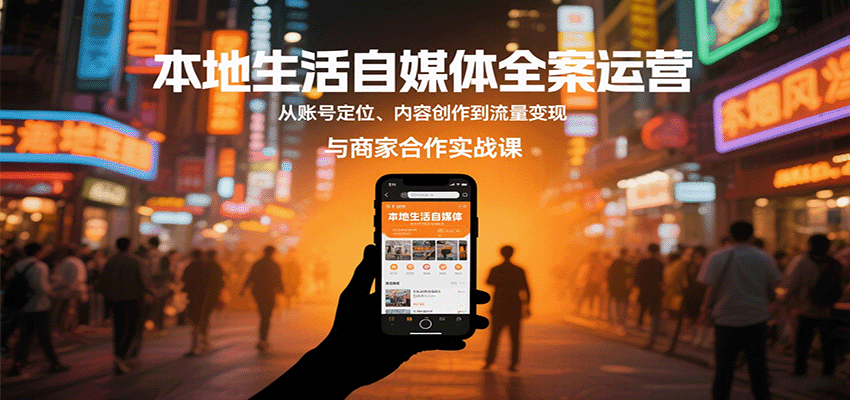 本地生活自媒体全案运营，从账号定位、内容创作到流量变现与商家合作实战课-汉兴项目网创资源网