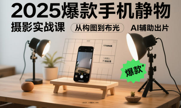 2025爆款手机静物摄影实战课，从构图到布光，不用贵设备，AI辅助出片-汉兴项目网创资源网