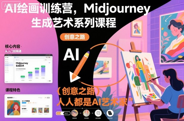 AI绘画训练营，Midjourney生成艺术系列课程，人人都是AI艺术家-汉兴项目网创资源网