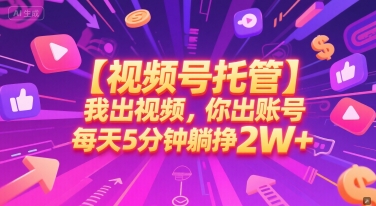 【视频号托管 】我出视频，你出账号，每天5分钟发布，最高躺挣2W+【揭秘】-汉兴项目网创资源网
