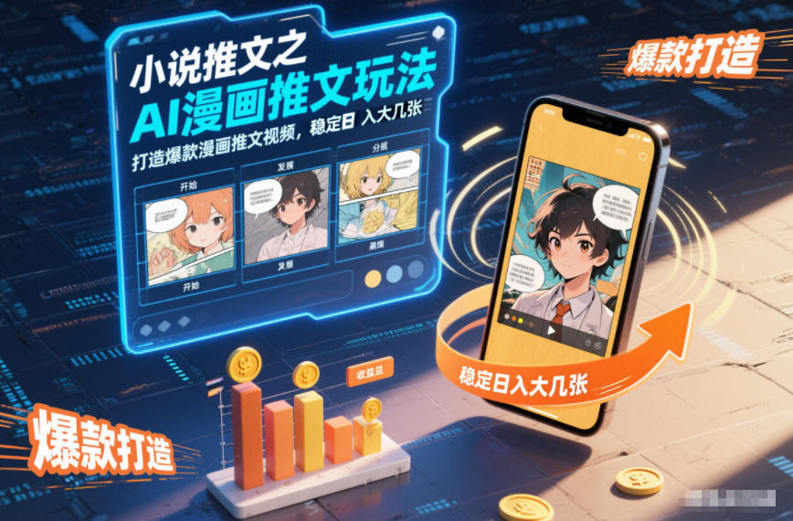 小说推文之AI漫画推文玩法，打造爆款漫画推文视频，稳定日入大几张-汉兴项目网创资源网