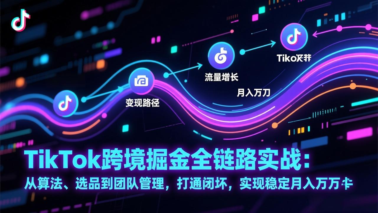 TikTok跨境掘金全链路实战:从算法、选品到团队管理,打通闭环,实现稳定月入万刀-汉兴项目网创资源网