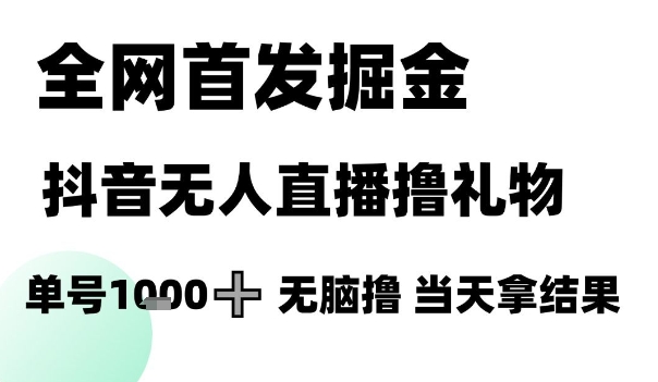全网首发掘金抖音无人直播撸礼物，单号1k +无脑撸，当天拿结果【揭秘】-汉兴项目网创资源网