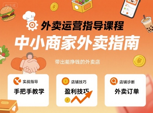 外卖运营指导课程，中小商家外卖指南，手把手带出能挣钱的外卖店-汉兴项目网创资源网