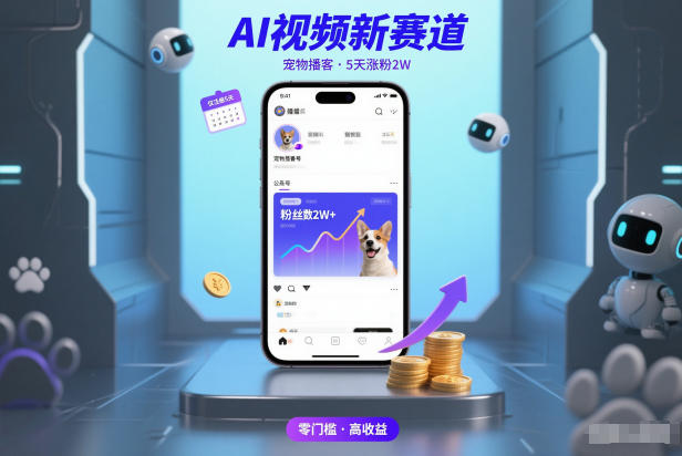 AI视频新赛道，宠物播客仅注册5天涨粉2W，收益非常可观-汉兴项目网创资源网