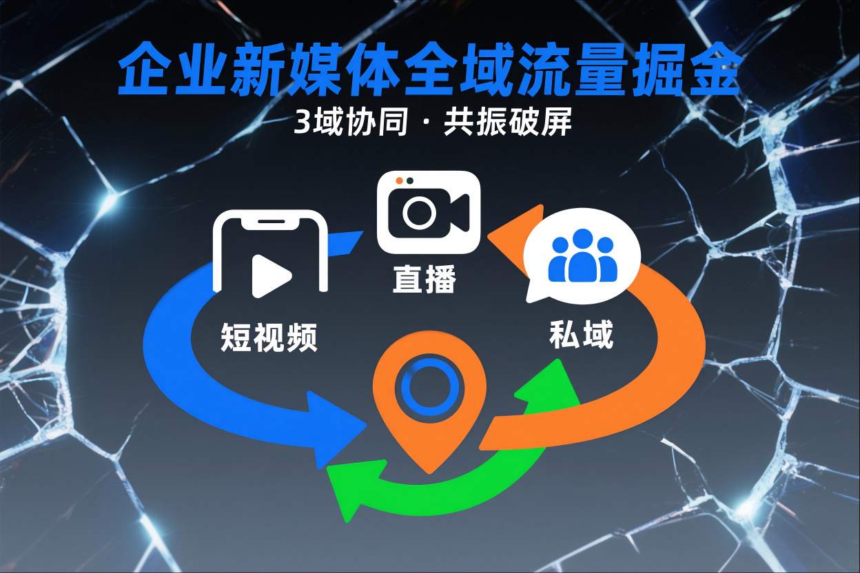 短视频全域商业模式,企业新媒体全域流量掘金,3域协同,共振破屏,短视频-直播-私域-地域-汉兴项目网创资源网