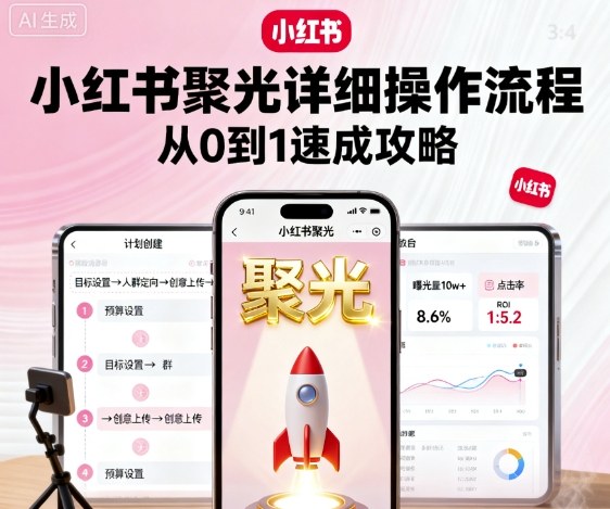 小红书聚光详细操作流程，小红书聚光从0到1速成攻略-汉兴项目网创资源网