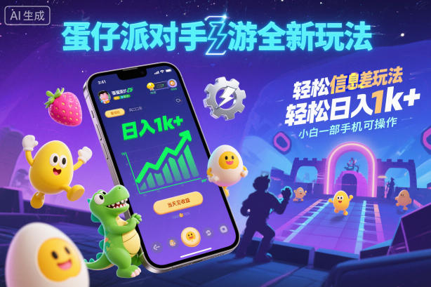蛋仔派对手游全新玩法，轻松日入1k+，风口信息差玩法，当天见收益，小白一部手机可操作-汉兴项目网创资源网