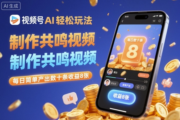视频号AI轻松玩法,制作共鸣视频,每日简单产出数十条收益8张-汉兴项目网创资源网