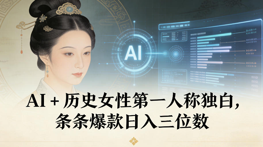 AI+历史女性第一人称独白，条条爆款日入三位数-汉兴项目网创资源网
