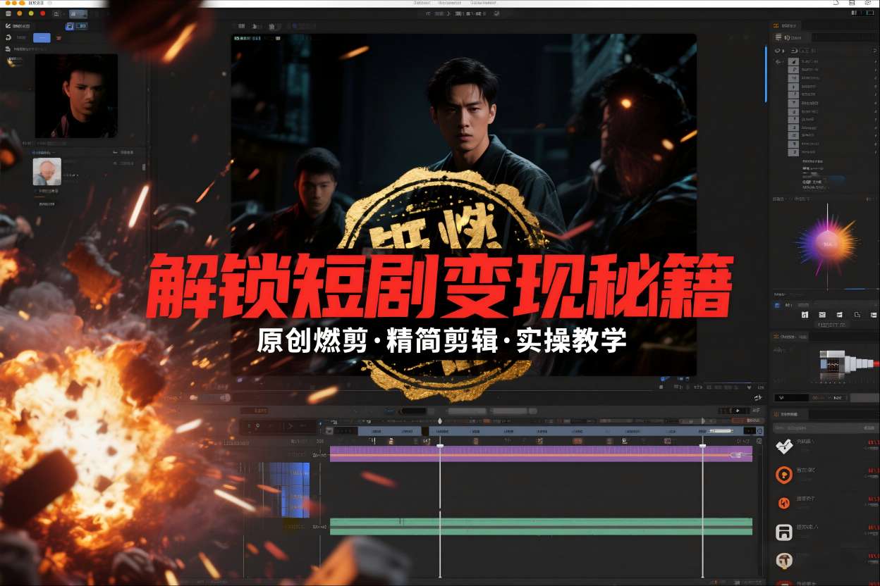 短剧拉新之原创燃剪精简剪辑实操课，解锁短剧变现秘籍-汉兴项目网创资源网