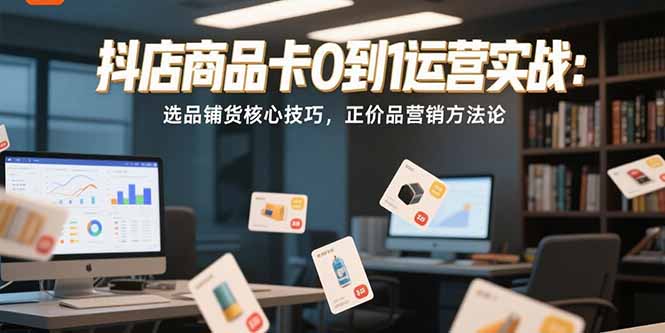 抖店商品卡0到1运营实战：选品铺货核心技巧，正价品营销方法论-汉兴项目网创资源网