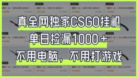 真全网独家CSGO挂G，单日捡漏1k+【揭秘】-汉兴项目网创资源网