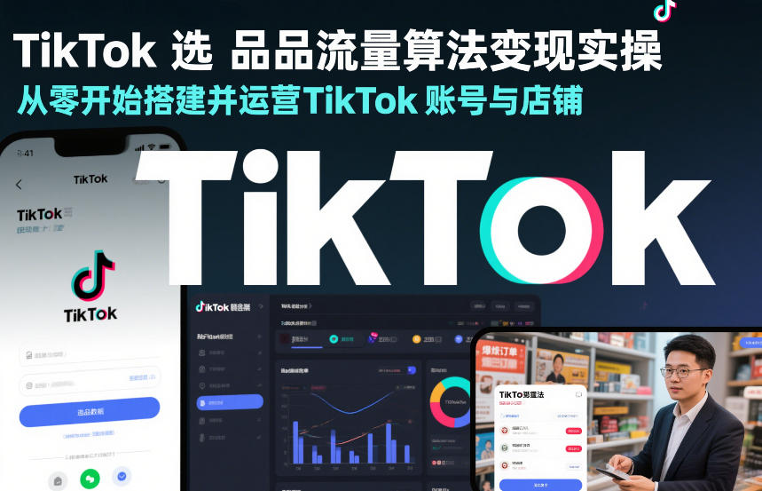 TikTok选品流量算法变现实操，从零开始搭建并运营TikTok账号与店铺-汉兴项目网创资源网