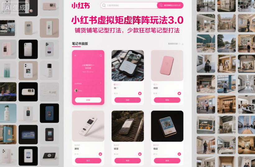 小红书虚拟矩阵玩法3.0，铺货铺笔记型打法，少款狂怼笔记型打法-汉兴项目网创资源网