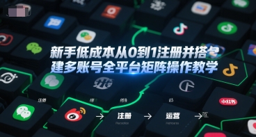 新手低成本从0到1注册并搭建多账号全平台矩阵操作教学，手机号-邮箱-IP-工具-汉兴项目网创资源网