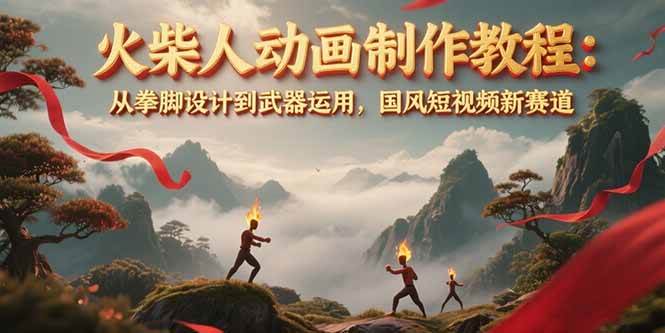 图片[1]-火柴人动画制作教程：从拳脚设计到武器运用，国风短视频新赛道-汉兴项目网创资源网