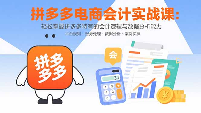 拼多多电商会计实战课：轻松掌握拼多多特有的会计逻辑与数据分析能力-汉兴项目网创资源网