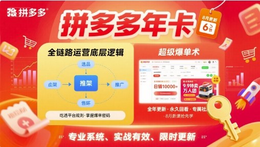 拼多多年卡，拼多多全链路运营底层逻辑，超级爆单术【更新10月】-汉兴项目网创资源网