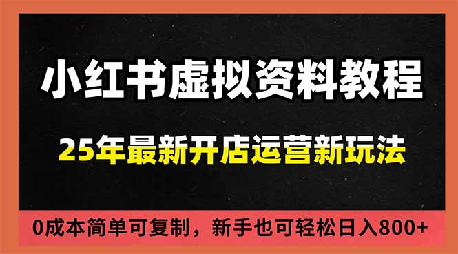 小红书虚拟资料项目：最新搜索流变现玩法，0成本简单可复制，一人多店打法，新手日入800+-汉兴项目网创资源网