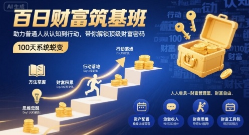 百日财富筑基班，助力普通人从认知到行动，带你解锁顶级财富密码-汉兴项目网创资源网