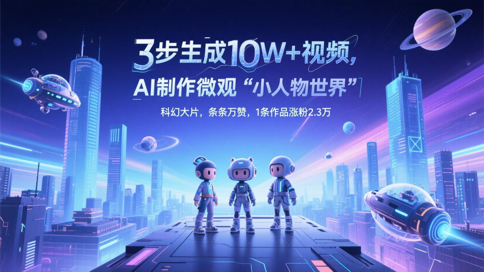 三步生成10W+视频，AI制作微观“小人物世界”科幻大片，条条万赞，1条作品涨粉2.3万-汉兴项目网创资源网