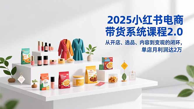 2025小红书电商带货系统课程2.0,从开店、选品、内容到变现的闭环,单店月利润达2万-汉兴项目网创资源网