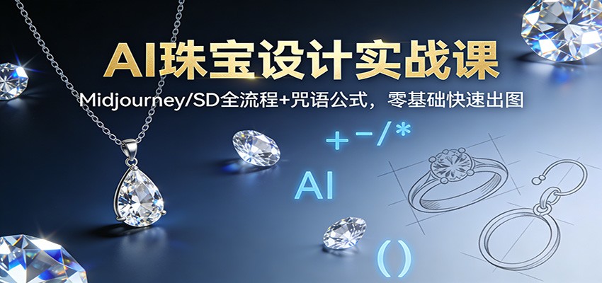 AI珠宝设计实战课：Midjourney/SD全流程+咒语公式，零基础快速出图-汉兴项目网创资源网