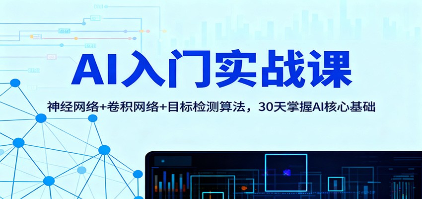 AI入门实战课:神经网络+卷积网络+目标检测算法,30天掌握AI核心基础-汉兴项目网创资源网