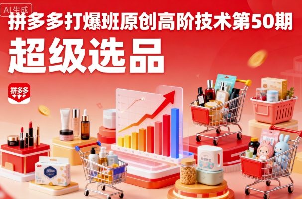 拼多多打爆班原创高阶技术第50期，超级选品-汉兴项目网创资源网