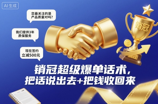 销冠超级爆单话术，把话说出去+把钱收回来-汉兴项目网创资源网