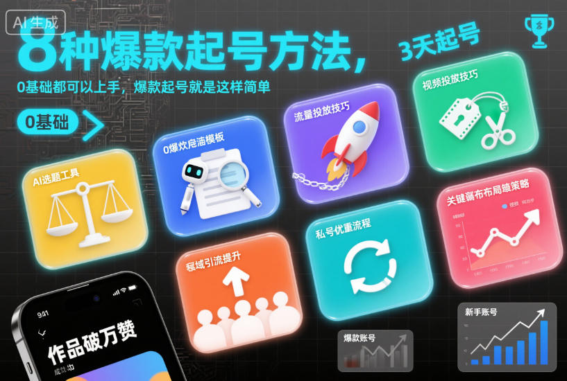 8种爆款起号方法，0基础都可以上手，爆款起号就是这样简单-汉兴项目网创资源网