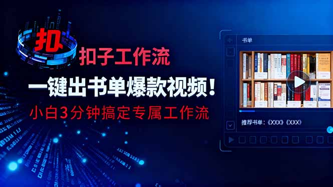 利用扣子工作流一键生成书单爆款视频，小白三分钟搞定专属工作流-汉兴项目网创资源网