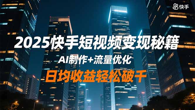 2025快手短视频变现秘籍,AI制作+流量优化,日均收益轻松破千-汉兴项目网创资源网