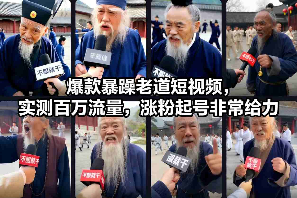 爆款暴躁老道短视频，实测百万流量，涨粉起号非常给力-汉兴项目网创资源网