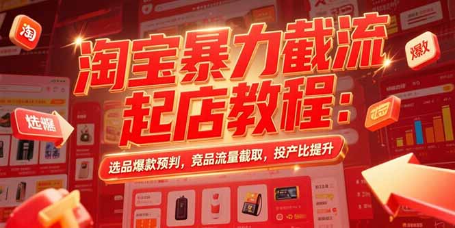 淘宝暴力截流起店教程：选品爆款预判，竞品流量截取，投产比提升-汉兴项目网创资源网