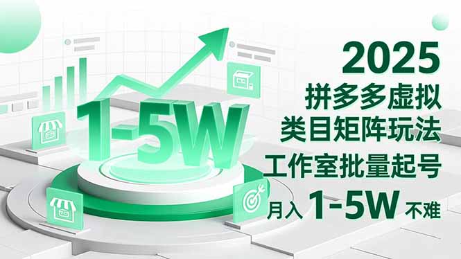 2025 拼多多虚拟类目矩阵玩法，工作室批量起号，月入 1-5W 不难-汉兴项目网创资源网