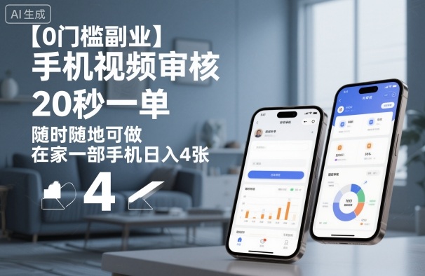 【0门槛副业】手机视频审核,20秒一单,随时随地可做,在家一部手机日入4张【揭秘】-汉兴项目网创资源网