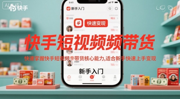 快手短视频带货，快速掌握快手短视频带货核心能力，适合新手快速上手变现-汉兴项目网创资源网