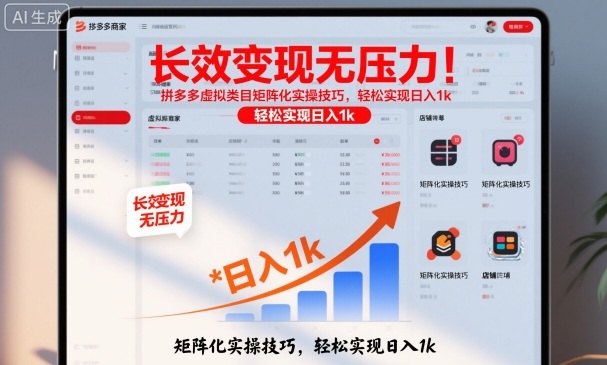 长效变现无压力!拼多多虚拟类目矩阵化实操技巧,轻松实现日入1k【揭秘】-汉兴项目网创资源网