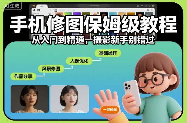 手机修图保姆级教程，从入门到精通，摄影新手别错过-汉兴项目网创资源网
