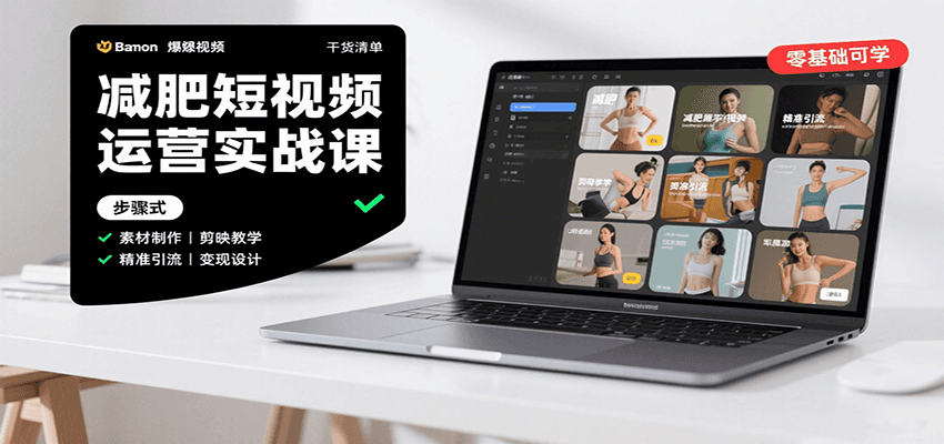 图片[1]-减肥短视频运营实战课：含素材制作、剪映教学，讲精准引流、变现设计与内容模板技巧-汉兴项目网创资源网