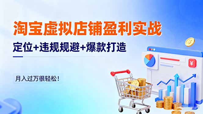 淘宝虚拟店铺盈利实战:定位+违规规避+爆款打造,月入过万很轻松!-汉兴项目网创资源网