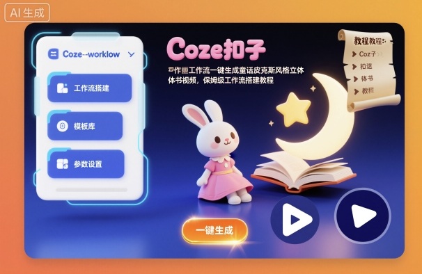 Coze扣子工作流一键生成童话皮克斯风格立体书视频，保姆级工作流搭建教程-汉兴项目网创资源网