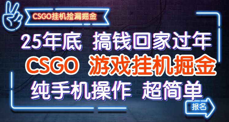 25年底搞钱回家过年,CSGO游戏挂机掘金,纯手机操作超简单-汉兴项目网创资源网